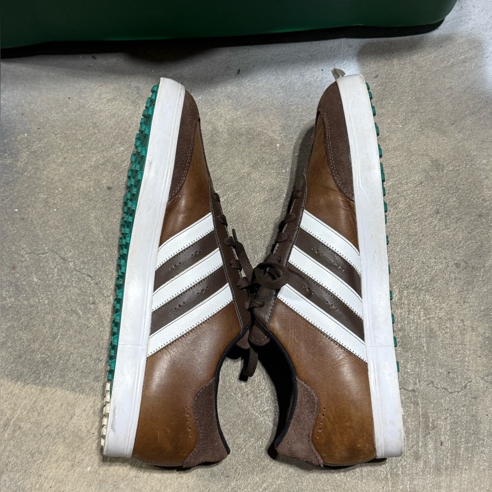 Adidas Adicross Leather Spikeless Golf Shoes Brown/White Men's Size 13 - Picture 8 of 16